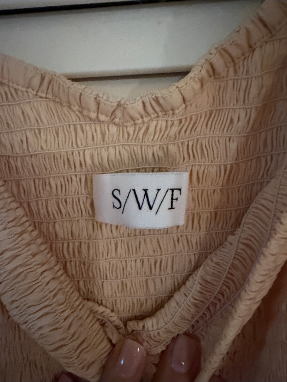 SWF Peach Puff Puff-Sleeve Midi Dress with Black Accent L - Picture 3 of 3